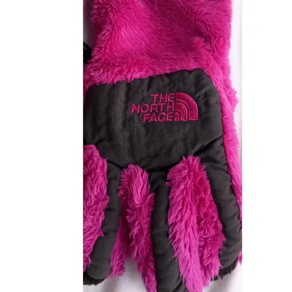 The North Face girls fleece gloves fuchsia/ black size medium